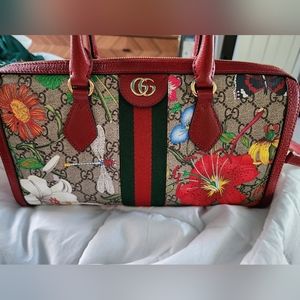 Gucci Ophidia GG Flora Top Handle in Red